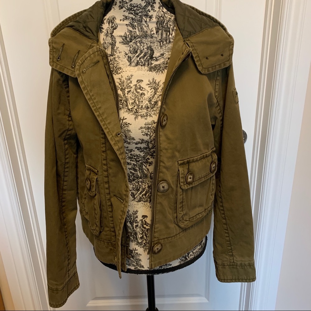 A&F Abercrombie & Fitch Army Jacket, Olive Khaki Coat, XS New